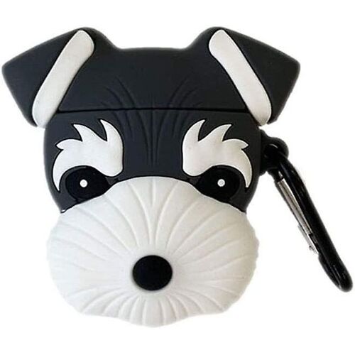 Étui Airpods, Nouveau Super Mignon Sherry Schnauzer Chien Chiot Airpods Case, Cadeau Idéal Doux Silicone Protection Peau Pour Airpods1&2 + crochet -noir