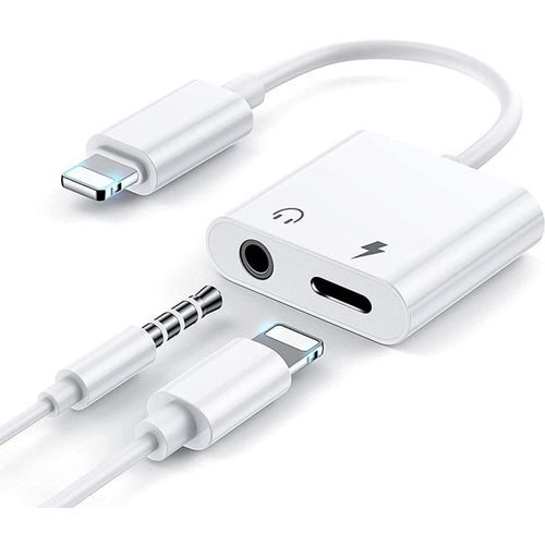 Adaptateur 2 En 1 Convertisseur Lightning Et Jack 3,5mm Vers Lightning