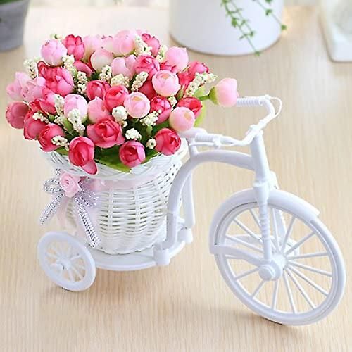 Vélo Décoration de fleur artificielle Plante Stand Nostalgique Vélo Jardin Jardin Décor Pour La Décoration de Mariage à la Maison (rose)