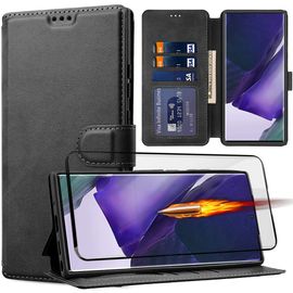 Coque pour Samsung S22 Ultra - Portefeuille Noir + Verre Trempe integral