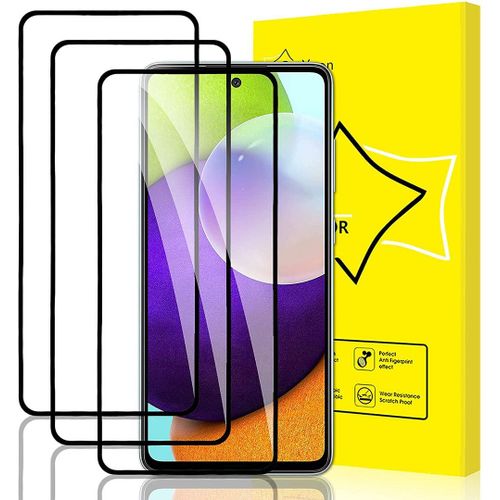 Verre Trempe Integral Samsung A52 5g (6,5') Pack De 3 Films Noir Protection Sûre