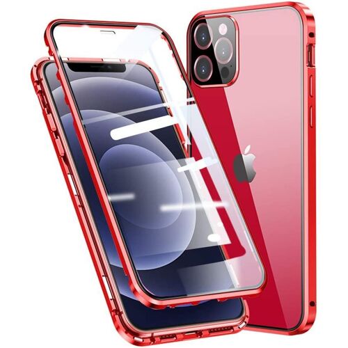 Coque iPhone 12 Pro Max (6.7') Anti-choc Protection 360 Degres en Verre Trempe Magnetique Rouge