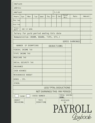 Payroll Record Book: Employee Payroll Log Book For Small Businesses | Payroll Accounting & Bookkeeping Book Simple Employee Payroll Record Book For ... Accounting Record Log Book - Matte Cover