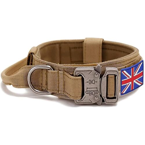 Collier Tactique Pour Chien Avec Collier Pour Chien Flagmilitaire Du Royaume-Uni Au Royaume-Uni Avec 2 Patchs. Collier Pour Chien En Nylon Réglable Avec Boucle En Métal Robuste Pour Moyen