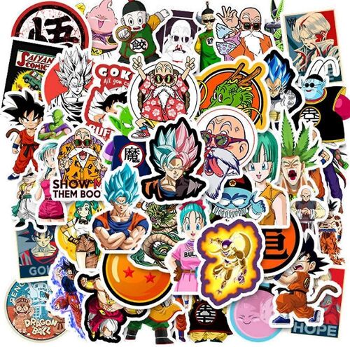 Dragon Ball Z Sticker Pack 50pcs Dragon Ball Laptop Sticker Imperméable À L'eau Autocollant Vegeta Sticker Super Z Sticker Pour Ordinateur Portable Bagage Casque Guitare Skatebo