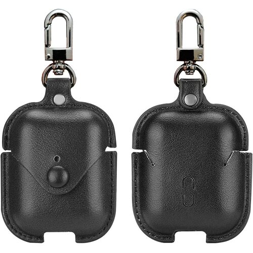 Housse de charge pour Apple Airpods, étui en cuir Pu compatible avec Apple Airpods 1 / 2 étui de charge - Noir