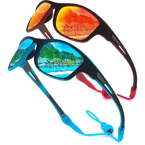Heytea 2 Pack Sports Polarisés Lunettes de soleil pour hommes Femmes Baseball Pêche Cyclisme Course Golf Moto Tac Lunettes