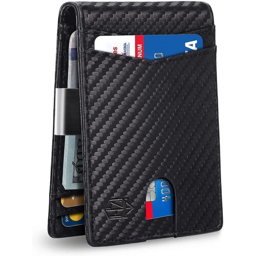 Portefeuille pour hommes avec clip d'argent de plus grande capacité jusqu¿à 15 cartes Portefeuille mince Rfid bloquant le portefeuille bifold pour hommes avec fenêtre d'identification, noir, s