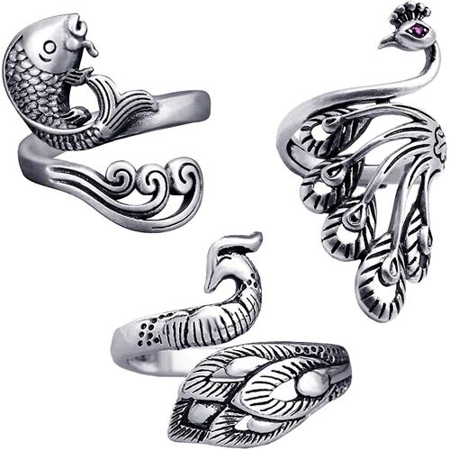 3pcs Crochet À Boucle De Tricot Réglable, Bague Au Crochet - Accessoires De Tricot, Bague À Doigt Ouvert Paon / Bague Tressée Réglable Pour Un Tricot Plus Rapide
