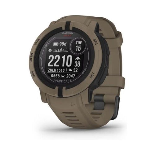 Garmin Instinct 2 Solar - Tactical Edition - 45 mm - hâle coyote - montre de sport avec bracelet - silicone - taille du poignet : 135-230 mm - monochrome - 32 Mo - Bluetooth, ANT+ - 53 g