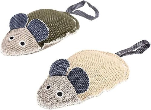 Squeaky Mouse Cat Toy, Natural Linen Resistant Chien Chew Toy Pour Le Nettoyage Des Dents