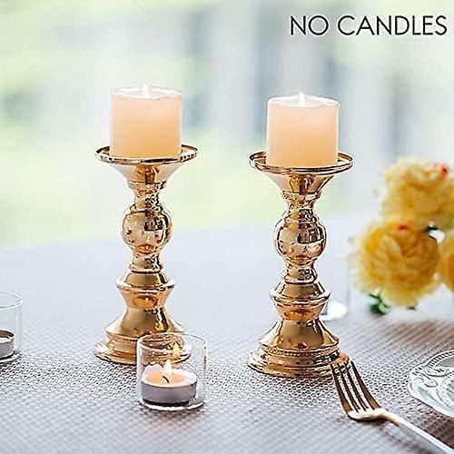2 bougeoirs pilier en métal chandelier, centres de table de mariage bougeoirs pour chandelier Stand, or, pas de bougies incluses
