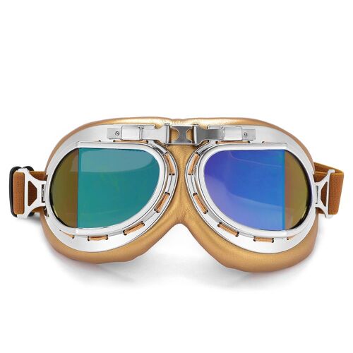 Mode1 Lunettes De Moto Rétro Vintage Classiques Pour Harley Pilot Steampunk Rl, Casque En Cuivre ""Nipseyteko""