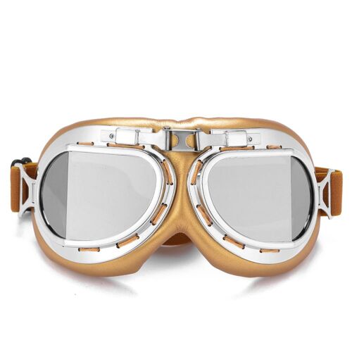 Mode4 Lunettes De Moto Rétro Vintage Classiques Pour Harley Pilot Steampunk Rl, Casque En Cuivre ""Nipseyteko""