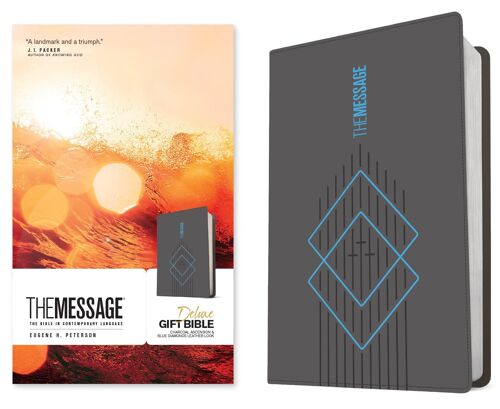 The Message Deluxe Gift Bible (Leather-Look, Charcoal Ascension And Blue Diamonds)