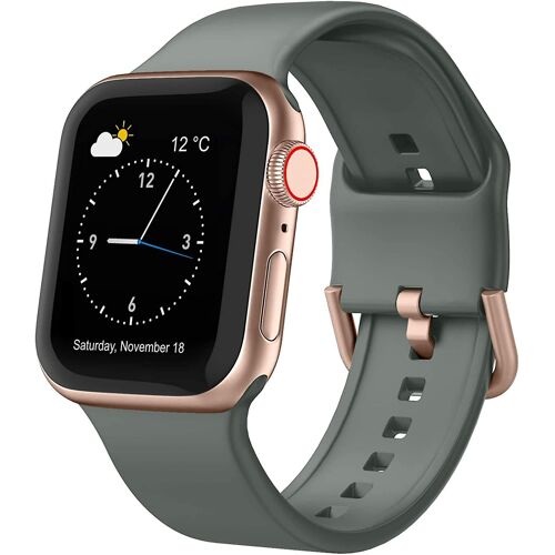Compatible Avec Les Bracelets Apple Watch 45mm 44mm 42mm, Bracelets Sport En Silicone Souple Bracelet De Remplacement Avec Fermoir Classique Pour Iwatch Series Se 7 6 5 4 3 2