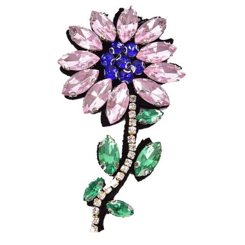 Patch Floral Perlé En Strass Rose, Pour Vêtements, Couture Sur Perles, Applique Diy