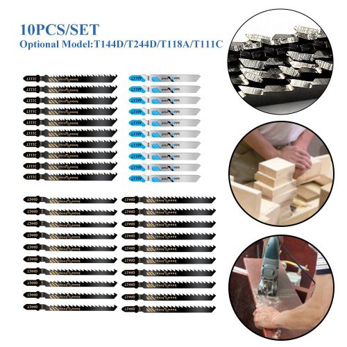 Jeu de lames de scie sauteuse pour Bosch/Metabo/Makita, lames assorties en métal et bois, travail du bois, T144D/T244D/T118A/T111C, 10 pièces