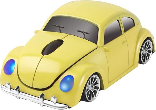 2.4ghz Souris sans fil Cool 3d Sport Car Shape Ergonomique Optique Sans Fil Souris Avec Récepteur Usb Pour Pc Ordinateur Portable Ordinateur Portable 1600dpi Jaune