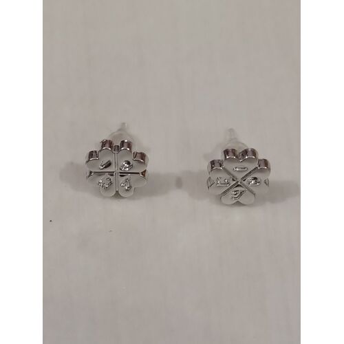Boucles D'oreilles Argenté ,Trefle A 4 Feuilles