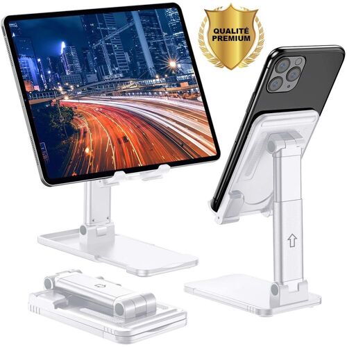 Support Telephone Portable Pliable Support Tablette Multiple Usage - Blanc