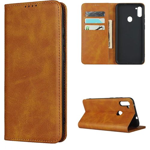 Coque Samsung Galaxy A11,Premium Flip Portefeuille ¿¿Tui En Cuir,[3 Fentes][Fonction De Support][Fermeture Magn¿¿Tique],Housse Etui Coque Pour Samsung Galaxy A11 - Marron Clair