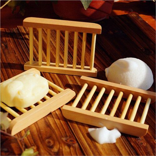 Porte-savon trapézoïdal en bois naturel, vaisselle tendance