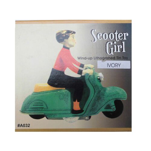 Scooter Girl Tin Toy En Métal Avec Mécanisme