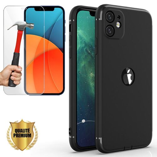 Coque Iphone 13 Pro Max (6,7') Fine Slim Noir Mat + Verre Trempe