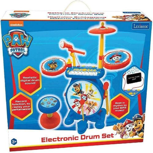 PAT PATROUILLE - Batterie Electronique Lumineuse Complete 3 en 1 - Clavier, Cymbales et Tabouret