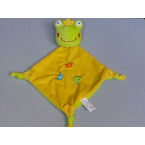 Doudou Grenouille Plat Jaune Vert Couronne Gmbh