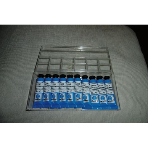Tube 10ml Gouache Bleu Primaire Cyan Pierrefeu Boite De 10
