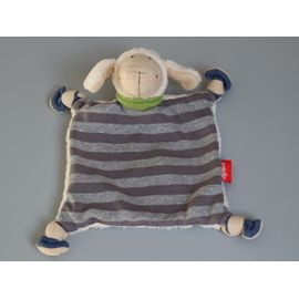 Doudou mouton plat blanc gris Sigikid
