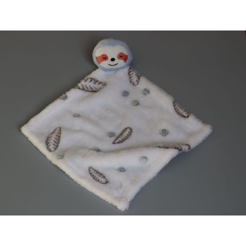 Doudou paresseux mouchoir bleu blanc Tom et Kiddy