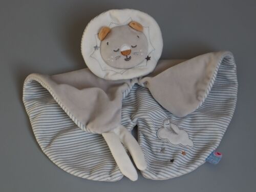 Doudou lion plat gris rayures nuage Sucre d'Orge