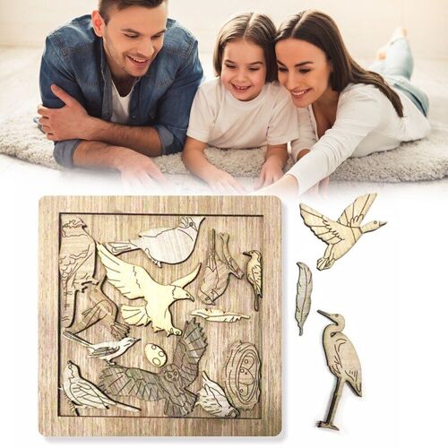Puzzle En Bois Pour Les Amoureux Des Oiseaux, Jouets Éducatifs Pour Enfants, Labyrinthe De Difficulté De Niveau 10, 16 Pièces