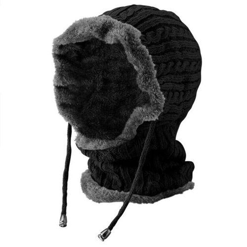 Chapeau Tricoté En Polaire À Manches Longues, Couvre-Chef Épais, Chauffant Pour L'hiver, Pour Le Cyclisme, Le Ski Et La Marche