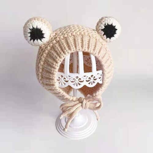 Chapeau Tricoté Unisexe Pour Bébé, Bandeau Mignon De Dessin Animé Grenouille, Grands Yeux, Casquette, Accessoires Photo, Nouvelle Vente