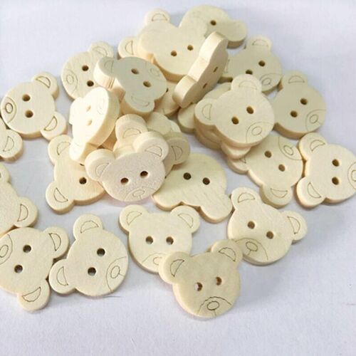 20 Boutons De Couture En Bois Pour Enfants, 2 Trous, 13x11mm / 16x18mm/20x25mm