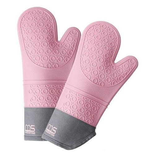 Gants de four roses en Silicone, 2 pièces, résistants à la chaleur, pour four à micro-ondes