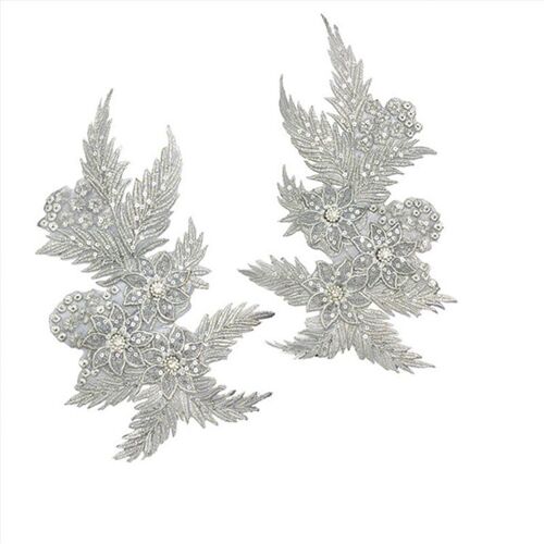 Robe De Mariée En Dentelle Brodée, 2 Pièces, Strass Argent/Or, Paillettes, Appliques, Couture Fleur, Tissu, Bricolage, Robe De Mariée