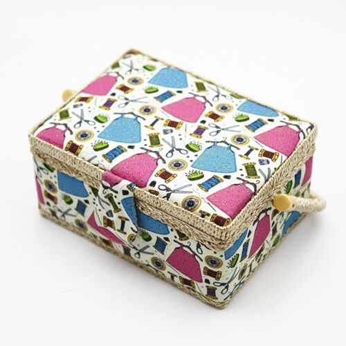 Panier De Rangement De Couture En Tissu Domestique, Boîte De Rangement D'Aiguilles De Fil, Kit D'Accessoires De Couture Avec Plateau Amovible, Décoration Cadeau, Bijoux