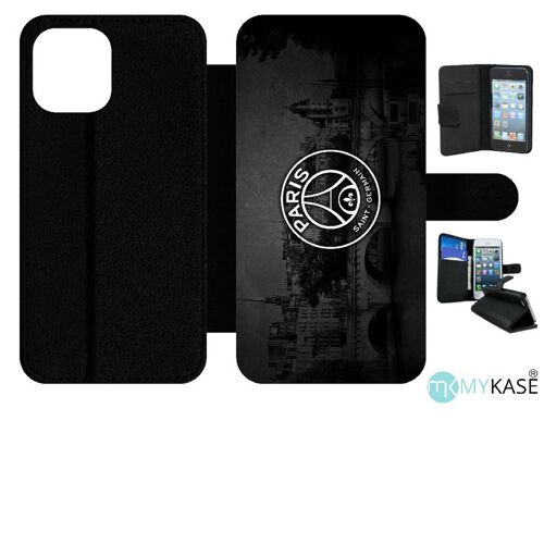 Etui À Rabat Iphone 12 Pro Max - Psg Paris Saint Germain La Seine - Simili-Cuir - Noir