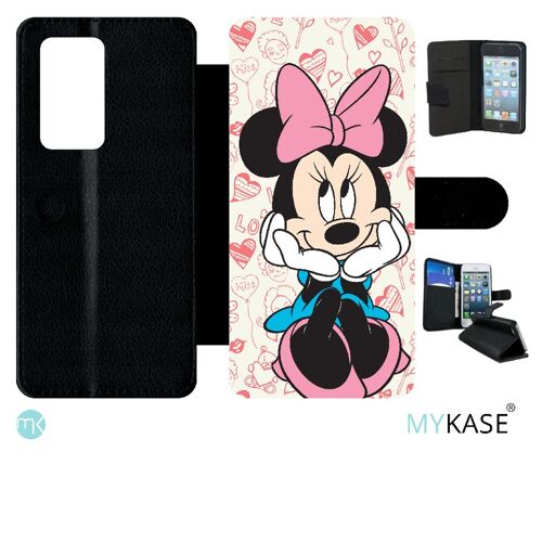 Etui À Rabat Huawei P40 Pro - Disney Minnie Love - Simili-Cuir - Noir