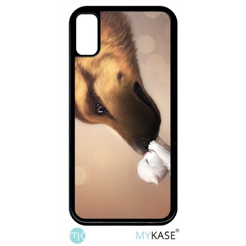 Coque pour iphone xs - amour de chaton chien - noir