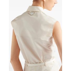 Prada Chemise Zippée À Design Sans Manches - Blanc