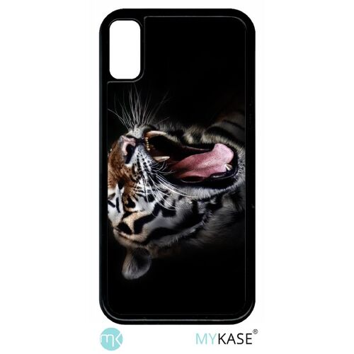 Coque Pour Iphone Xs - Tete De Tigre Sauvage - Noir