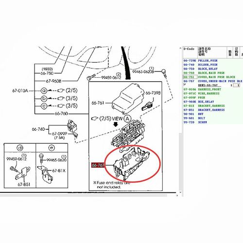 Lower 66-767 Couvercle De Bloc De Fusible Principal Supérieur, Pièces De Carrosserie, Pour Mazda 3 Bbm5-66-761a  2008 Bl, 2012 Nipseyteko