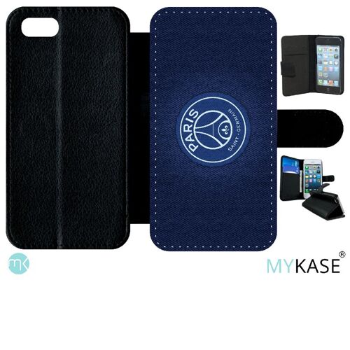 Etui À Rabat Iphone Se 2020 - Psg Paris Saint Germain - Simili-Cuir - Noir