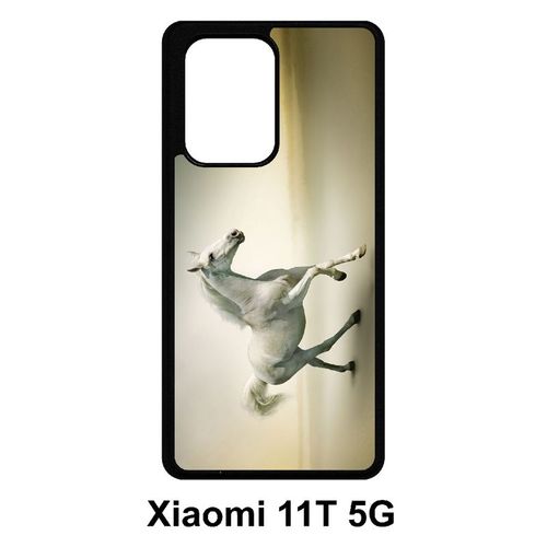 Coque Pour Xiaomi 11t 5g - Cheval Blanc En Course - Silicone - Noir